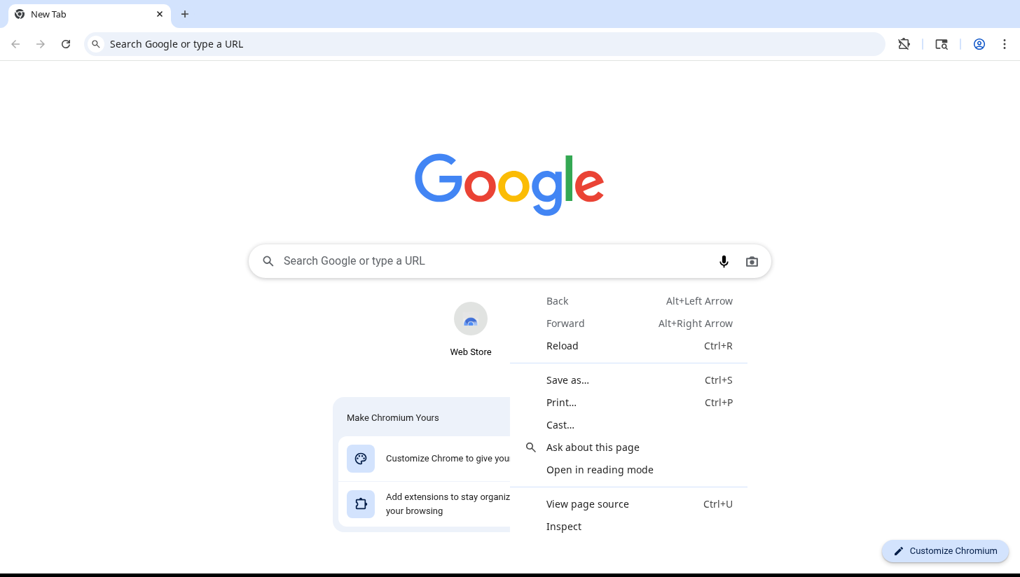 右键菜单截图 — 可以看到浏览器原生上下文菜单被成功触发